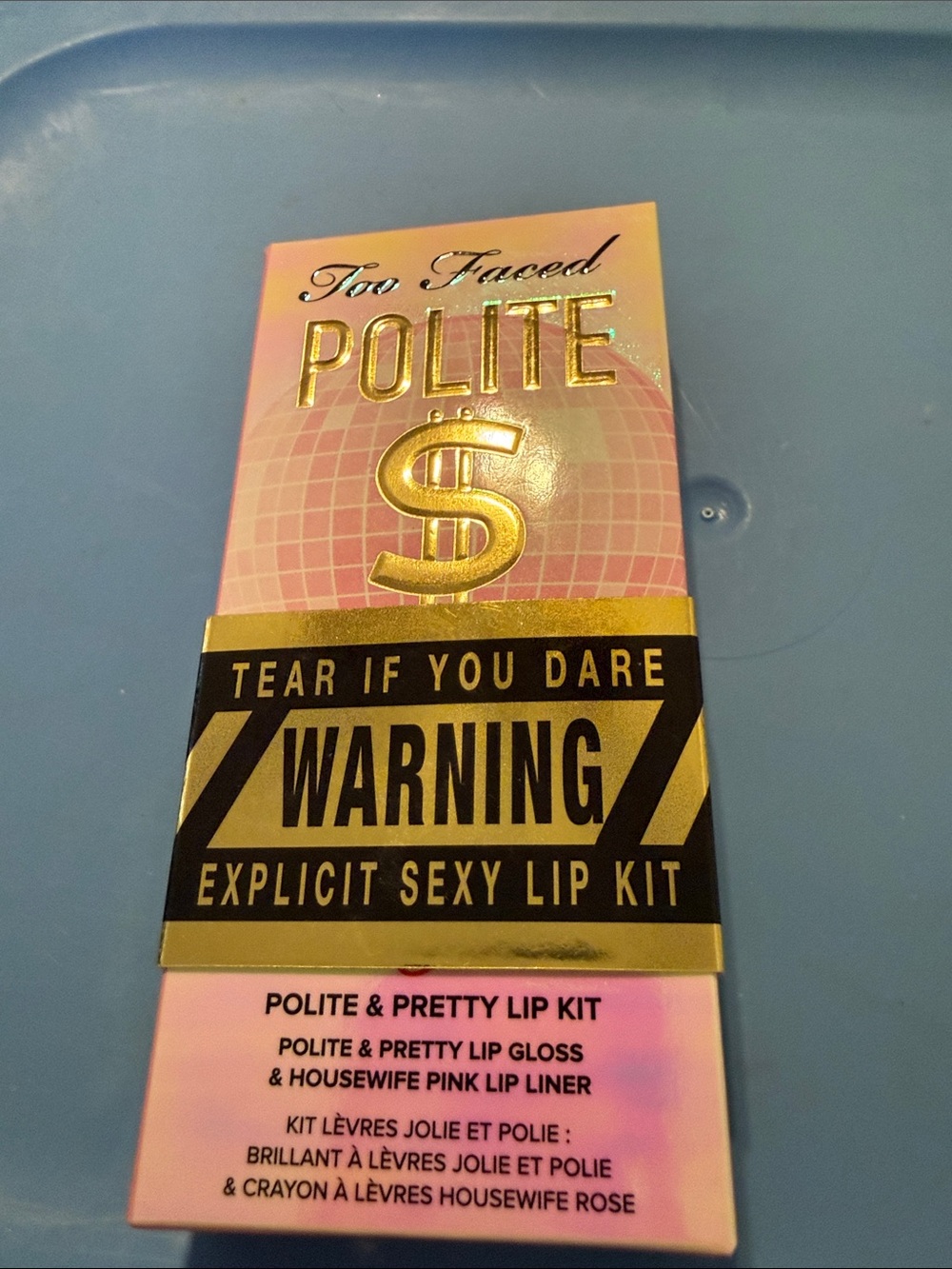 Too Faced Polite & Pretty Lip Kit in Pink with Gold Accents